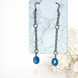 6087. Blue Boho Stone Earrings